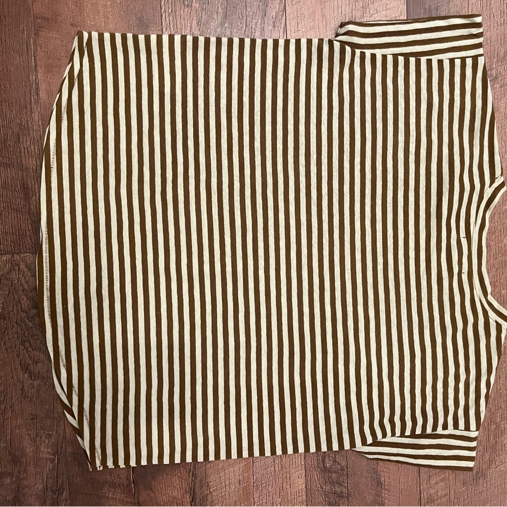 Madewell Brown and Green Striped Tee - Picture 3 of 5